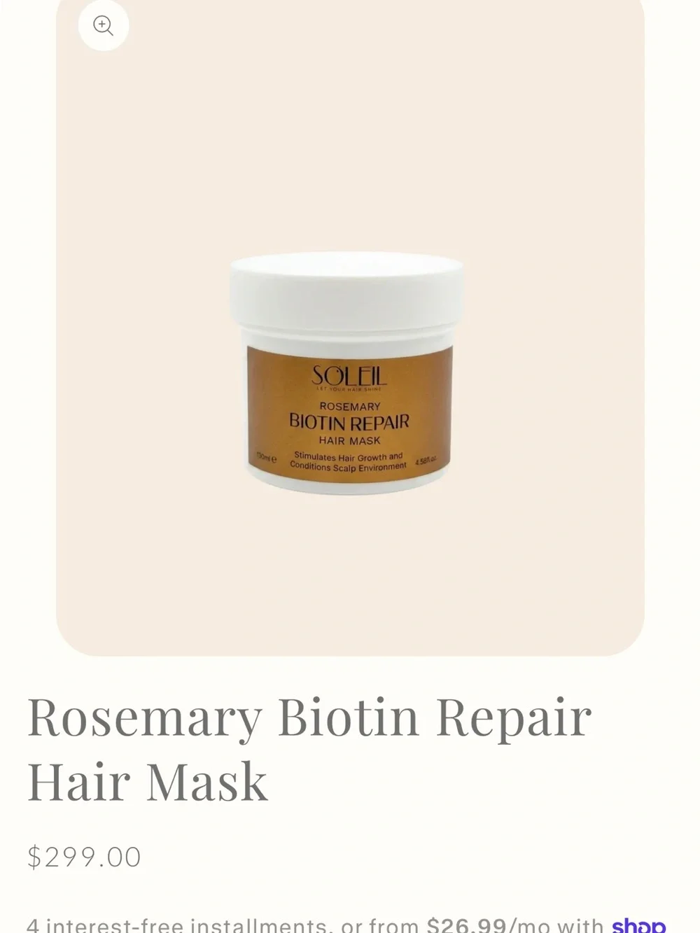 Soleli Rosemary Biotin Repair Hair Mask - White/Gold